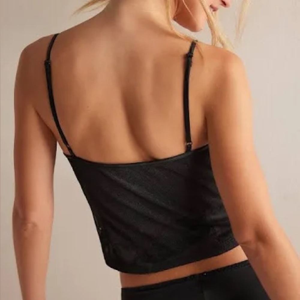 Free People Intimately Black Lace See Me Now Satin Camisole Top Size XS NWT Sexy - Picture 2 of 7